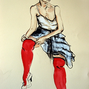 Girl with Red Stockings